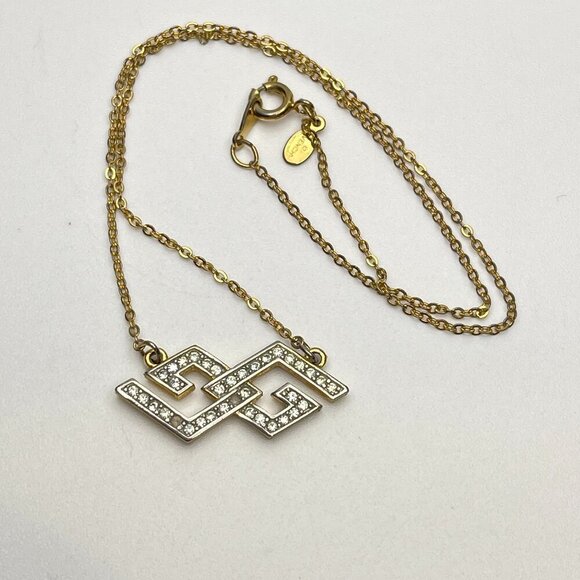 Givenchy Double G Gold-tone Necklace With Crystals. Preowned - Picture 1 of 8